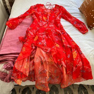 Red Floral Event Dress